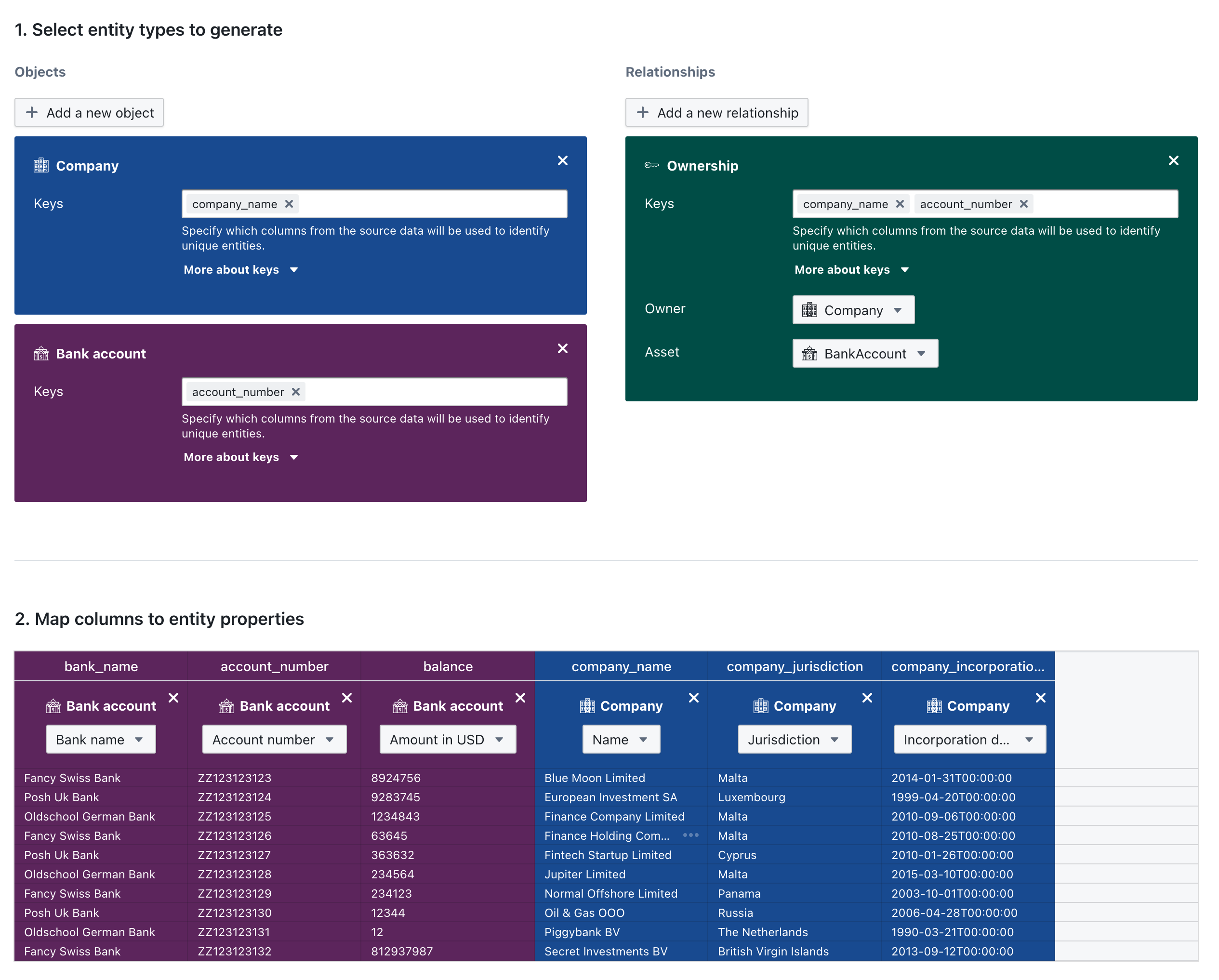 Screenshot of the OpenAleph mapping view
