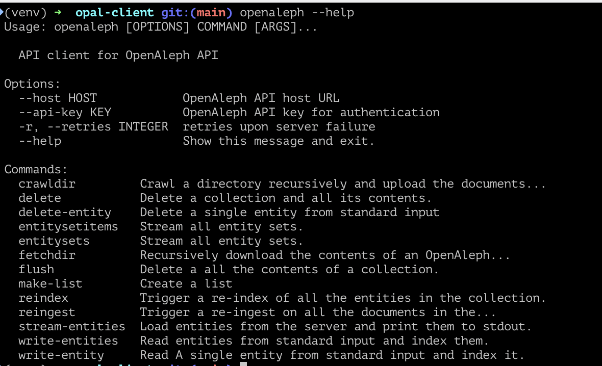 a screenshot of the openaleph help page
