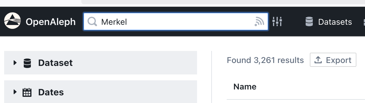 The OpenAleph search bar